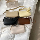 Vintage Leather Armpit Shoulder Pouch Solid Clutch Purse Handbag