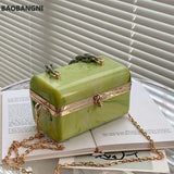 Retro Acrylic Box Bag with Chain One-shoulder Messenger Handbags