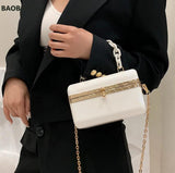 Retro Acrylic Box Bag with Chain One-shoulder Messenger Handbags