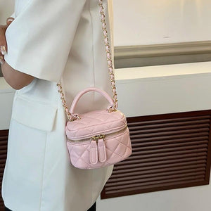 Mini Square Crossbody Purse Bag Quilted Pattern Sling Messenger Bag