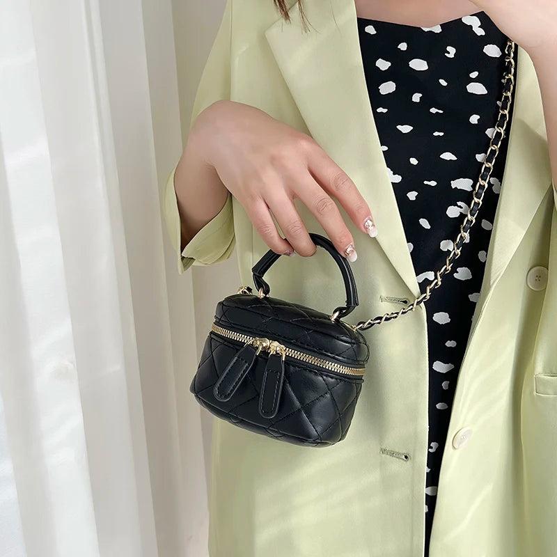 Mini Square Crossbody Purse Bag Quilted Pattern Sling Messenger Bag