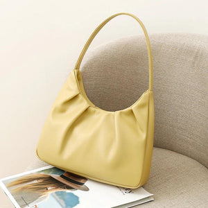 Women Commuter Shoulder Bag Cloud Pleated Pu Leather Handbags