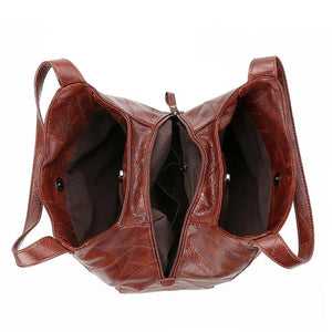 Vintage Leather Handbags Women Bags Large Capacity Tote Bags