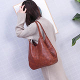 Vintage Leather Handbags Women Bags Large Capacity Tote Bags