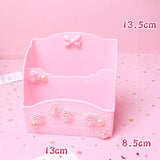Pink Rose Flower Makeup Box Organizer Student Desktop Storage Bucket