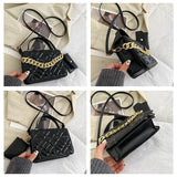 Retro Diamond Small Square Chain Handbag for Women