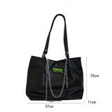 Punk Style Chains Women Shoulder Bags High Large Capacity College Student Tote B
