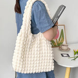 Korea Bubble Shoulder Bag Girl's Heart Pleated Clouds Handbag