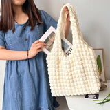 Korea Bubble Shoulder Bag Girl's Heart Pleated Clouds Handbag