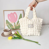 Korea Bubble Shoulder Bag Girl's Heart Pleated Clouds Handbag