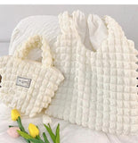 Korea Bubble Shoulder Bag Girl's Heart Pleated Clouds Handbag