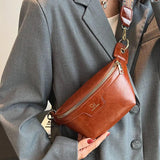 Vintage Chest Crossbody Shoulder Bags Women PU Leather Waist Bag