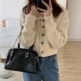 Large Capacity Green Tote Bag PU Leather Female Purse Handbag