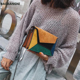 Matte Patchwork Crossbody Bag Women Chain Flap Handbag Small Square Bag