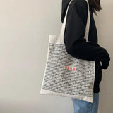 Female Bag Blessing Text Pattern Canvas Shoulder Bag