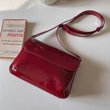 Red Patent Leather Women's Shoulder Bag Small Square Purses Handbags