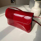 Red Patent Leather Women's Shoulder Bag Small Square Purses Handbags
