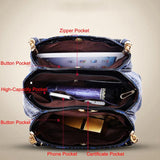 Women Crocodile Grain Patent Leather Handbags Large Capacity Shoulder Bag