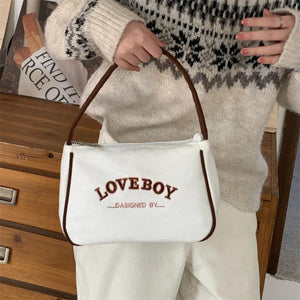 Vintage Corduroy Underarm Bag for Women Small Tote Purse