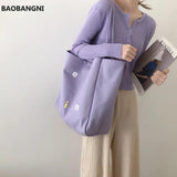 Women Large Canvas Shoulder Bag Letters Print Shopping Bags Thick Cotton Handbag