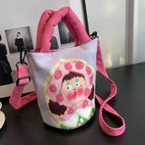 Canvas Women's Bag Print Handbag Cartoon Graffiti Crossbody Bags