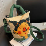 Canvas Women's Bag Print Handbag Cartoon Graffiti Crossbody Bags