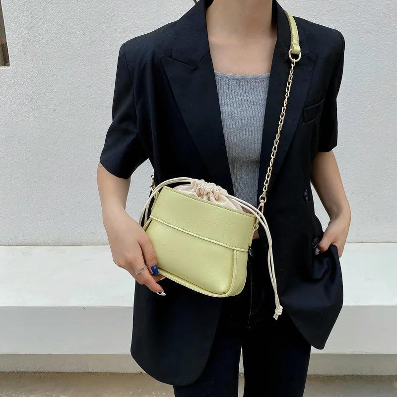 High-Quality Ladies Drawstring Small Square Bag