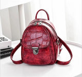 Crocodile Print Small Backpack Multi-Functional