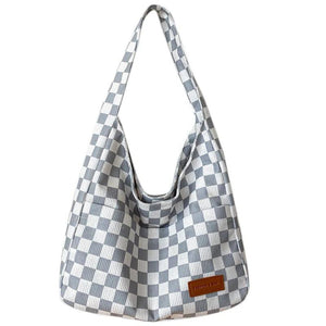 Corduroy Canvas Shoulder Tote Bags For Women Lattice Women's Hasp Handbag