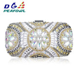 Women Wedding Clutch Handbag Evening Bag Metallic Diamonds