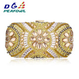 Women Wedding Clutch Handbag Evening Bag Metallic Diamonds
