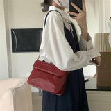 Vintage Red Patent Leather Shoulder Bag Women Messenger Purse