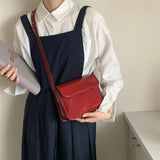 Vintage Red Patent Leather Shoulder Bag Women Messenger Purse