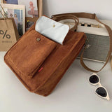 Corduroy Tote Shoulder Bag Canvas Bookbag