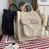 Corduroy Tote Shoulder Bag Canvas Bookbag