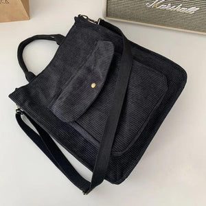 Corduroy Tote Shoulder Bag Canvas Bookbag