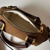 Matte Leather Bucket Shoulder Bag Women Top-handle Purse Crossbody