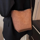 Frosted Suede Vintage Shoulder Bag Women's Composite Bags Bucket Handbag