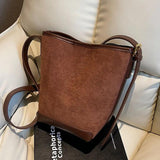 Frosted Suede Vintage Shoulder Bag Women's Composite Bags Bucket Handbag