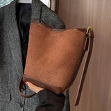 Frosted Suede Vintage Shoulder Bag Women's Composite Bags Bucket Handbag