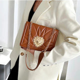 Small Square Chain Leather Handbag Messenger Bag