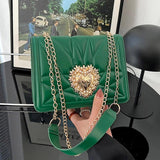 Small Square Chain Leather Handbag Messenger Bag