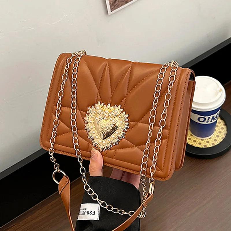 Small Square Chain Leather Handbag Messenger Bag