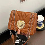 Small Square Chain Leather Handbag Messenger Bag