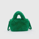 Cartoon Eyes Women Clutch Purse Handbags Winter Ladies Plush Tote Shoulder Bag