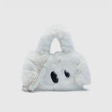 Cartoon Eyes Women Clutch Purse Handbags Winter Ladies Plush Tote Shoulder Bag