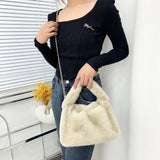 Winter Hobos Crossbody Bags for Women Faux Fur Ladies Tote Purse