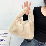 Winter Hobos Crossbody Bags for Women Faux Fur Ladies Tote Purse
