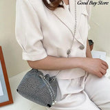 Silver Crystal Evening Clutch Bag for Women Party Wedding Purse