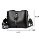 Butterfly Tassel Leather Messenger Bag for Women